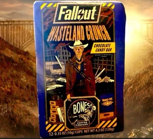 Bones Coffee Company FALLOUT Wasteland Crunch Chocolate Candy Bar 12 K-CUPS~NEW - Picture 1 of 4