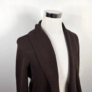 LRL Ralph Lauren Medium Cardigan Pullover braun 100% Baumwolle gerippt Wasserfallausschnitt - Bild 1 von 5