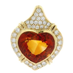 Chimento 18k Yellow Gold GIA Citrine & Diamond Heart Large Enhancer Pendant - Picture 1 of 6