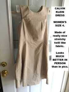 CALVIN KLEIN womens size 4 formal dressy dress Beige Business (great w/ blazer!) - Picture 1 of 2