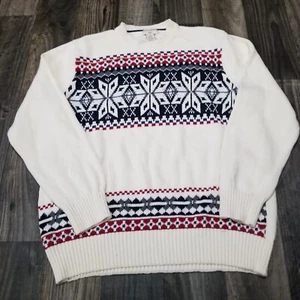 Christmas Sweater Size Mens Large Dockers Snowflake Print Snow Holiday - Picture 1 of 12