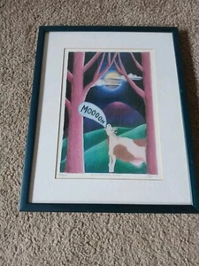 THE COW LONGED AFTER THE MOON ART FRAMED/MATTED 12 BY 18 LIMITED 493/500 - Picture 1 of 6
