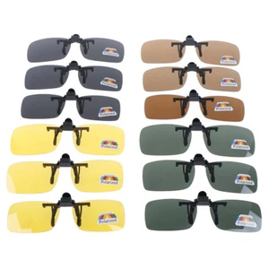 Clip~on Polarized Day Night Vision Flip~up Lens Driving Glasses Sunglasses y#$6 - Picture 1 of 25