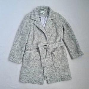 GANNI Womens Wool Blend Long Coat Size XS Belted Gray Designer Boho Jacket - Picture 1 of 21