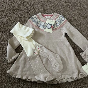 NEW Cynthia Rowley Girls Dress Size 4 Owl Theme 3 Piece Set NWT Dress/hair/Tight - Picture 1 of 4