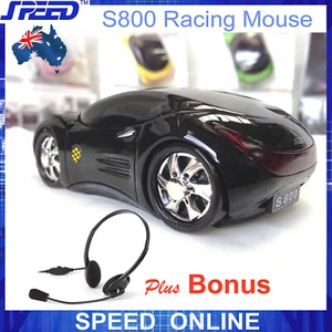 SPEED S800 Extreme Racing Car Mouse / PC Mouse BLACK + Bonus SPEED PC Headphone - Picture 1 of 13