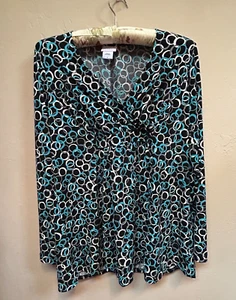 Oh Baby by Motherhood Circle Print Long Sleeve Maternity Top Large Black Casual - Picture 1 of 7