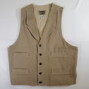 Frontier Classics Khaki Brown Cotton Canvas - M Western Cowboy Button Vest Top - Picture 1 of 10