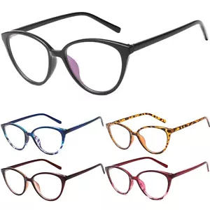 Womens Cat Eye Fashion Clear Lens Glasses UV400 PC Glasses - Picture 1 of 14