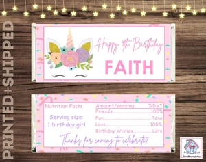 10 UNICORN CONFETTI BIRTHDAY Personalized PARTY CANDY BAR WRAPPERS FAVORS - Picture 1 of 1