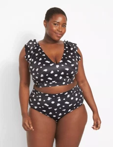 230218 LANE BRYANT SWIM GIRAFFE DOT NO-WIRE RUFFLED BIKINI TOP SZ 24 - Picture 1 of 4