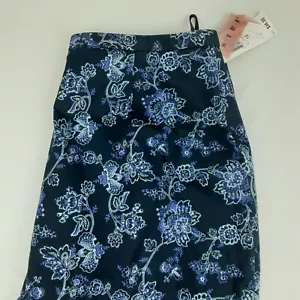Floral Pants Adult Women 12 Purple 30x30 Cotton Blend Stretch Spandex Hook Zip - Picture 1 of 8