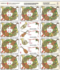 US Christmas Seals 1991 - Full Sheet Vintage American Lung Association - Bild 1 von 1