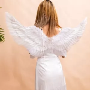 Feather Angel Wings Adult Teenage Fairy Fancy Dress Halloween Xmas Costume Cloth - Picture 1 of 9