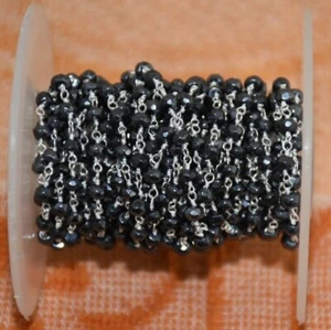 4 mm Natürliche AB Schwarze Perlen Rosenkranz Kette Versilbert Großpackung Schmuckherstellung Zum Selbermachen - Bild 1 von 5