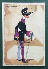 Cartolina d'epoca caricatura ad acquerello Nizza Cavalleria