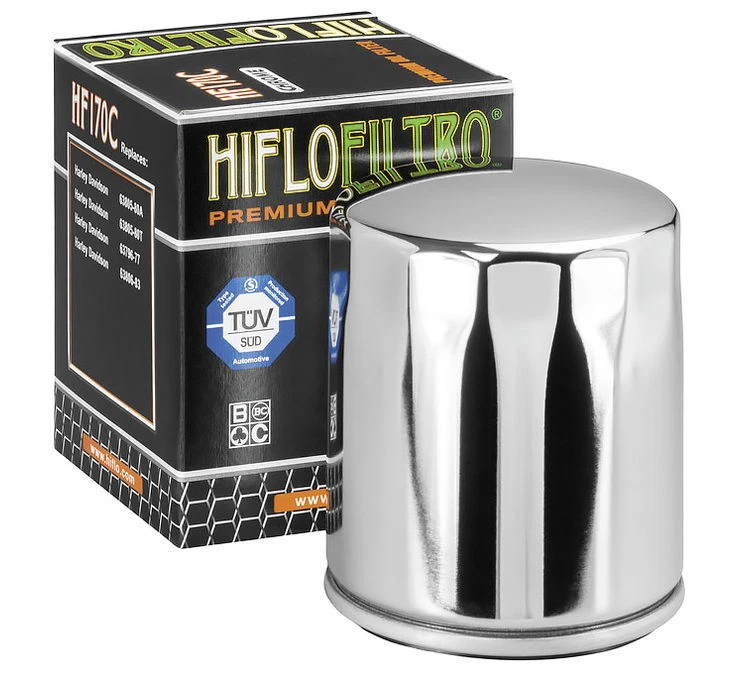 Hiflofiltro HF170C Chrome Oil Filter for Harley-Davidson Motorcycle - Image 1 of 1