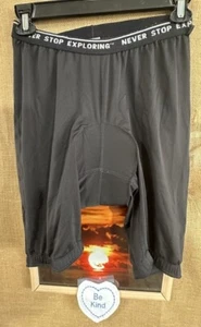 The North Face mens black cycling shorts padded 36 "Don't Stop Exploring" - Picture 1 of 6