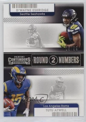 2021 Panini Contenders Round Numbers D'Wayne Eskridge Tutu Atwell Rookie RC - Image 1 of 2