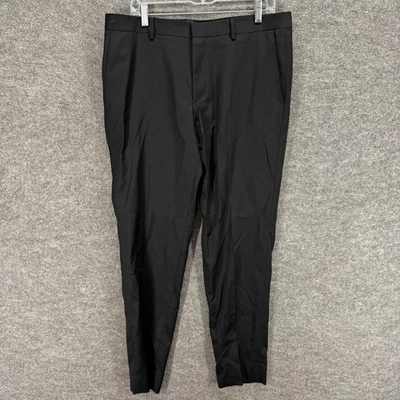 Boss Dress Pants Men 36 Black Mid Rise Pleated Skinny Pockets Regular Fit - Image 1 of 4