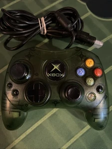 Original Xbox OEM S Type Clear Halo Green Controller mit Breakaway Kabel GETESTET - Bild 1 von 9