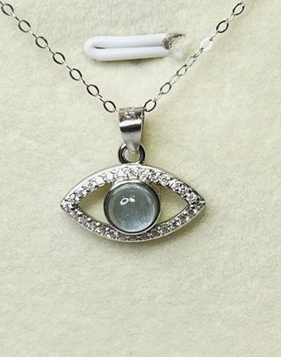 Collar Colgante Plata de Ley 925 Natural Santa María Aguamarina Mal de Ojo Foto 1 de 4