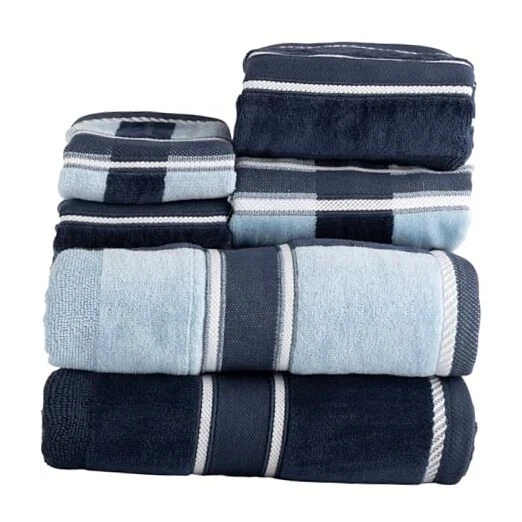 Lavish Home 100percent Cotton Oakville Velour 6piece Towel Set - Navy