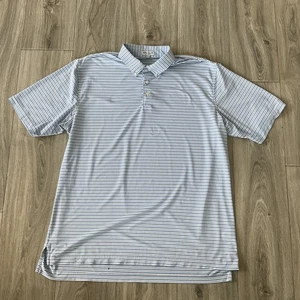 Peter Millar Polo Shirt Men's XL Blue Striped Comfort Stretch Short Sleeve Golf - Picture 1 of 8