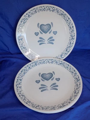 Corelle BLUE HEARTS Pattern 10.25" Dinner Plates x4 by Corning Discontinued - Image 1 of 4