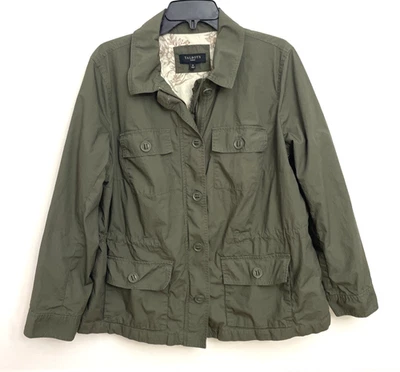 Talbots Woman Military Style Jacket Women's 1X 100% Cotton Army Green Pockets - Image 1 of 4
