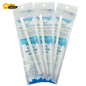 Matita bianca per unghie fiorite con tappo spingi cuticole - Set di 3 - Foto 1 di 5