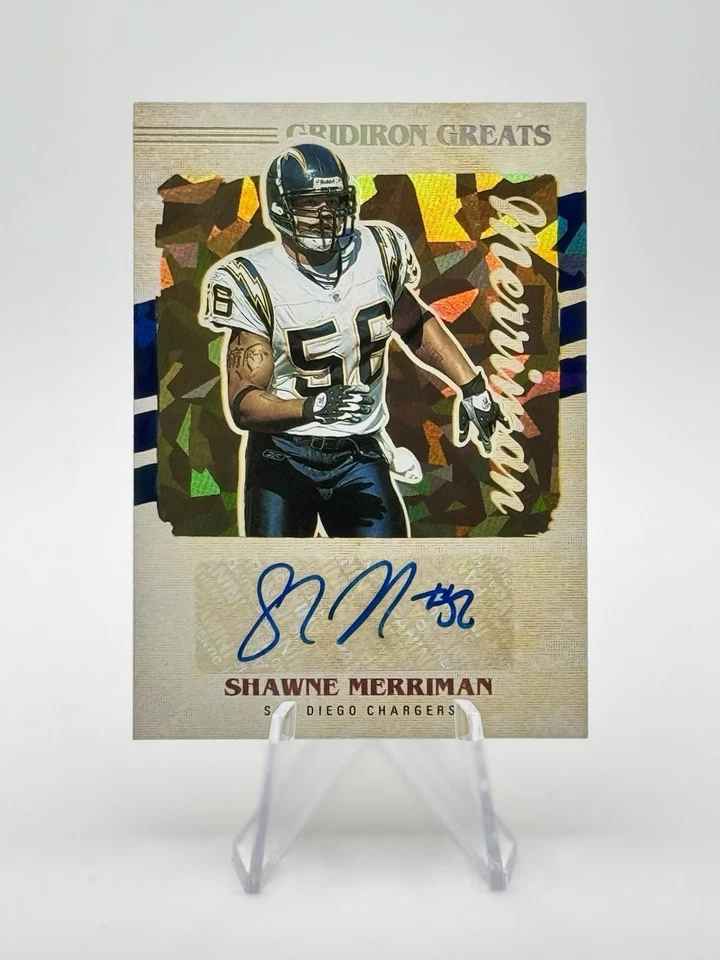 2021 Panini XR Shawne Merriman Gridiron Greats Auto Cracked Ice #GG1 - Image 1 of 2
