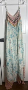 Free People Vestito Donna Multicolore MD Fazzoletto Perline Boho Acquerello Midi - Foto 1 di 7