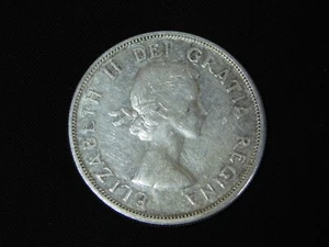 MONETA VINTAGE 1960 REGINA ELISABETTA II CANADA CANADESE DOLLARO ARGENTO NON CIRCOLATA - Foto 1 di 5