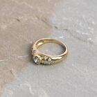 14CT Gold Ring with Cubic Zirconia Stones Gypsy Style Celestial Moon and Stars M