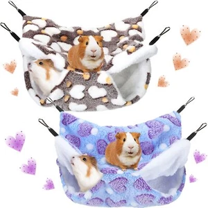 Small Pet Cage Hammock Double Layer Warm Fleece Swinging Bed for Ferret Squirrel - Picture 1 of 7
