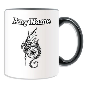 Personalised Gift Dragon Pentaclel Mug Money Box Cup Witchcraft Magic Gothic Tea - Picture 1 of 21