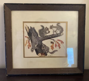 Gene Gray “Eastern Gray Squirrels” Signed ‘68. Framed By Animal Graphics,Inc. - Picture 1 of 5