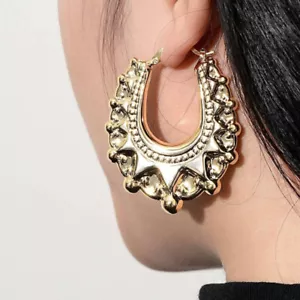 Gold 18K Filled XL 51mm Long Gypsy Creole Earrings Hoops Romany Ladies Women UK - Picture 1 of 9