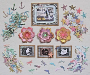 Handmade Scrapbook Pre-made Pieces Ocean Beach Punchies "Hope Anchors The Soul" - Picture 1 of 3