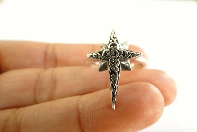 Anillo Estrella Norte Polaris Ornado Sin Piedra Plata de Ley 925 6 7 8 9 Foto 1 de 4