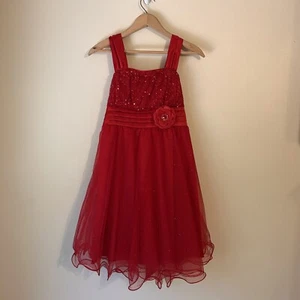 Girl's Dress My Michelle Size 16 Red Sparkley Tulle Overlay Party Holiday Dress - Picture 1 of 6