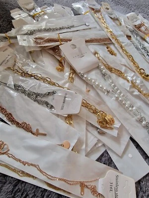 Restposten Schmuck 10 Stk Edelstahl 316 Halsketten Mix Damen Schmuck Flohmarkt - Bild 1 von 4