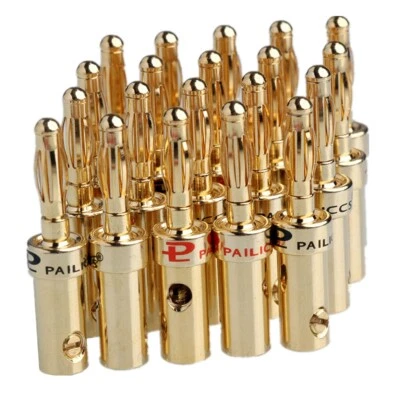 10pz Spine a Banana Placcate Oro Jack Audio Altoparlante Cavo Connettore a Vite 4mm - Immagine 1 di 4