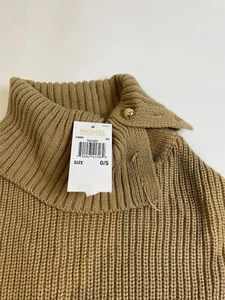 Poncho Michael Kors maglia collo bottoni maglione mantello scialle marrone (manca bottone - Foto 1 di 6
