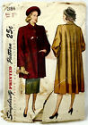 1947 Simplicity Sewing Pattern 2184 Womens Coat 2 Lengths Sz 16.5 Vintage 11437