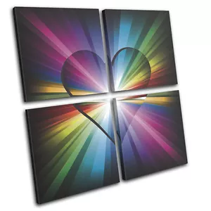 Colourful Heart Love MULTI CANVAS WALL ART Picture Print VA - Picture 1 of 1