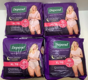 Depend Woman's Night Defense Underwear, XL, 48 Total Pairs, Free Shipping!!! - Picture 1 of 6