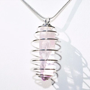 CHARGED Premium Veracruz Amethyst Crystal Pendant + 20" Stainless Steel Chain - Picture 1 of 12