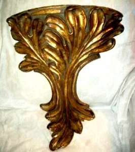 Italian Florentine Gilt Sconce Shelf Hollywood Regency Huge 1960s Molded Label - Picture 1 of 5